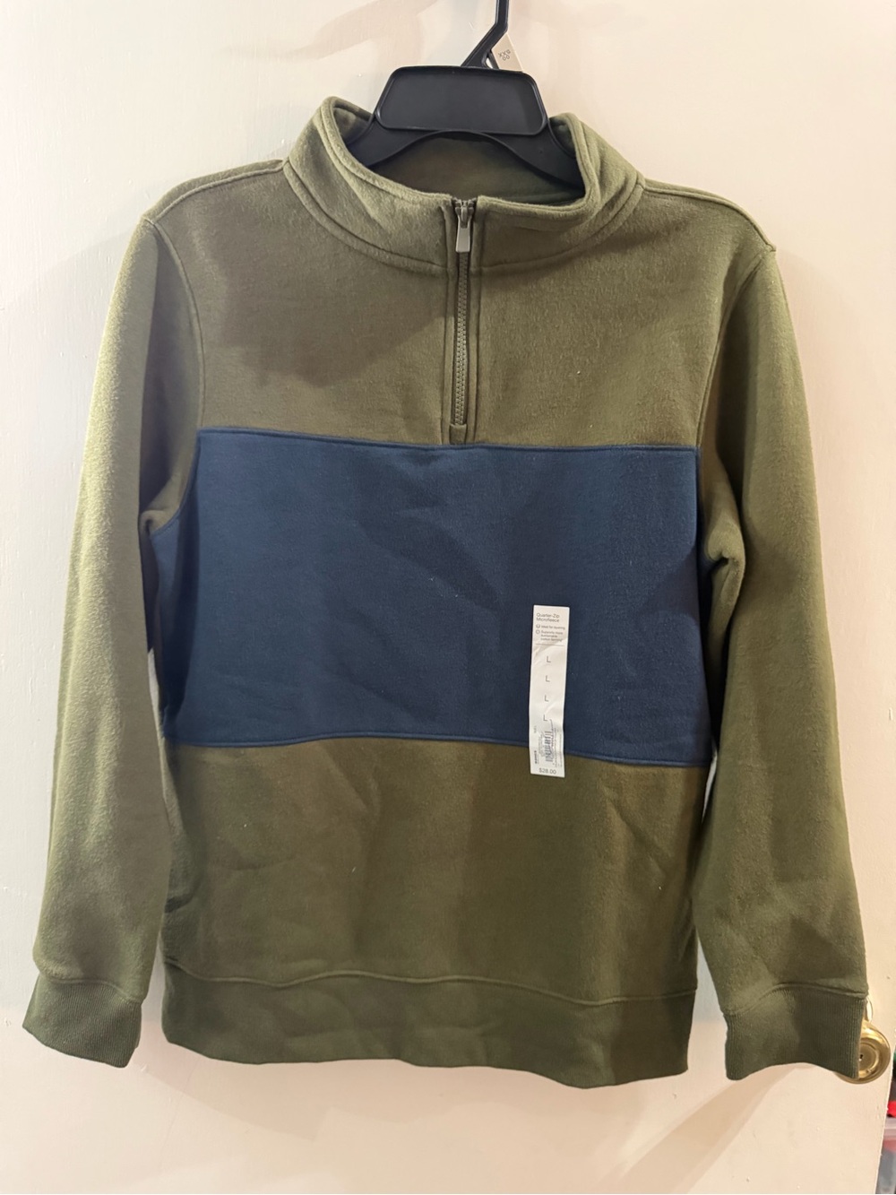 Sonoma Olive Green & Navy Quarter-Zip Fleece Pullover - Men